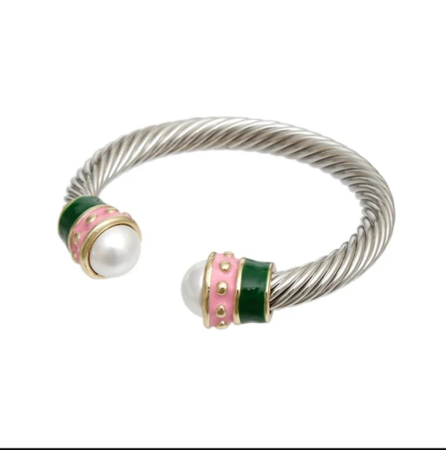 Pink & Green AKA Cuff Cable Bracelet