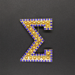 Sigma Blue & Gold Rhinestone Brooch