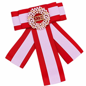 Delta Red & White Ribbon Brooch