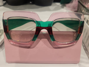 Pink & Green Over sized Sunglasses