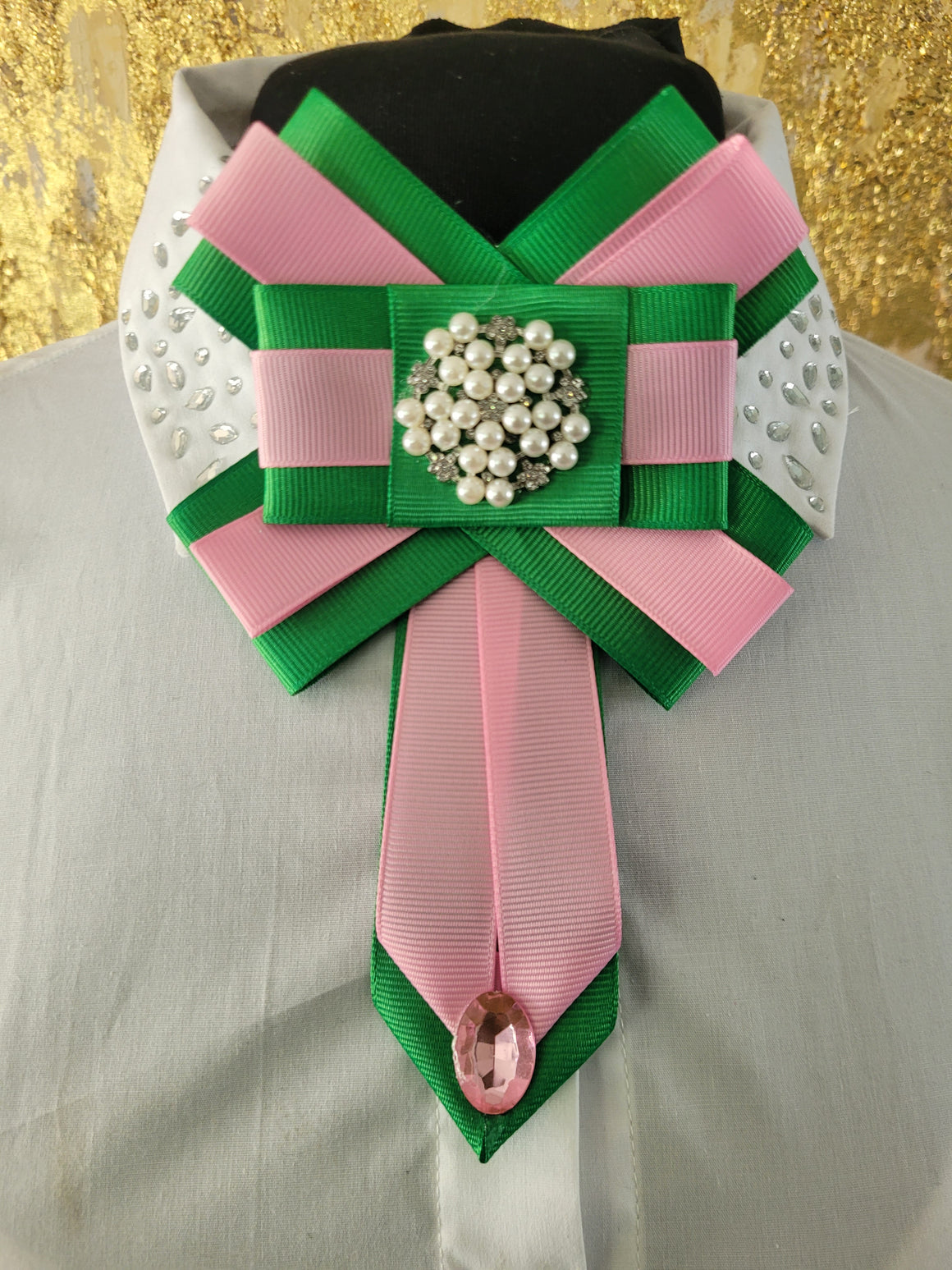 Pink & Green Brooch/Bowtie