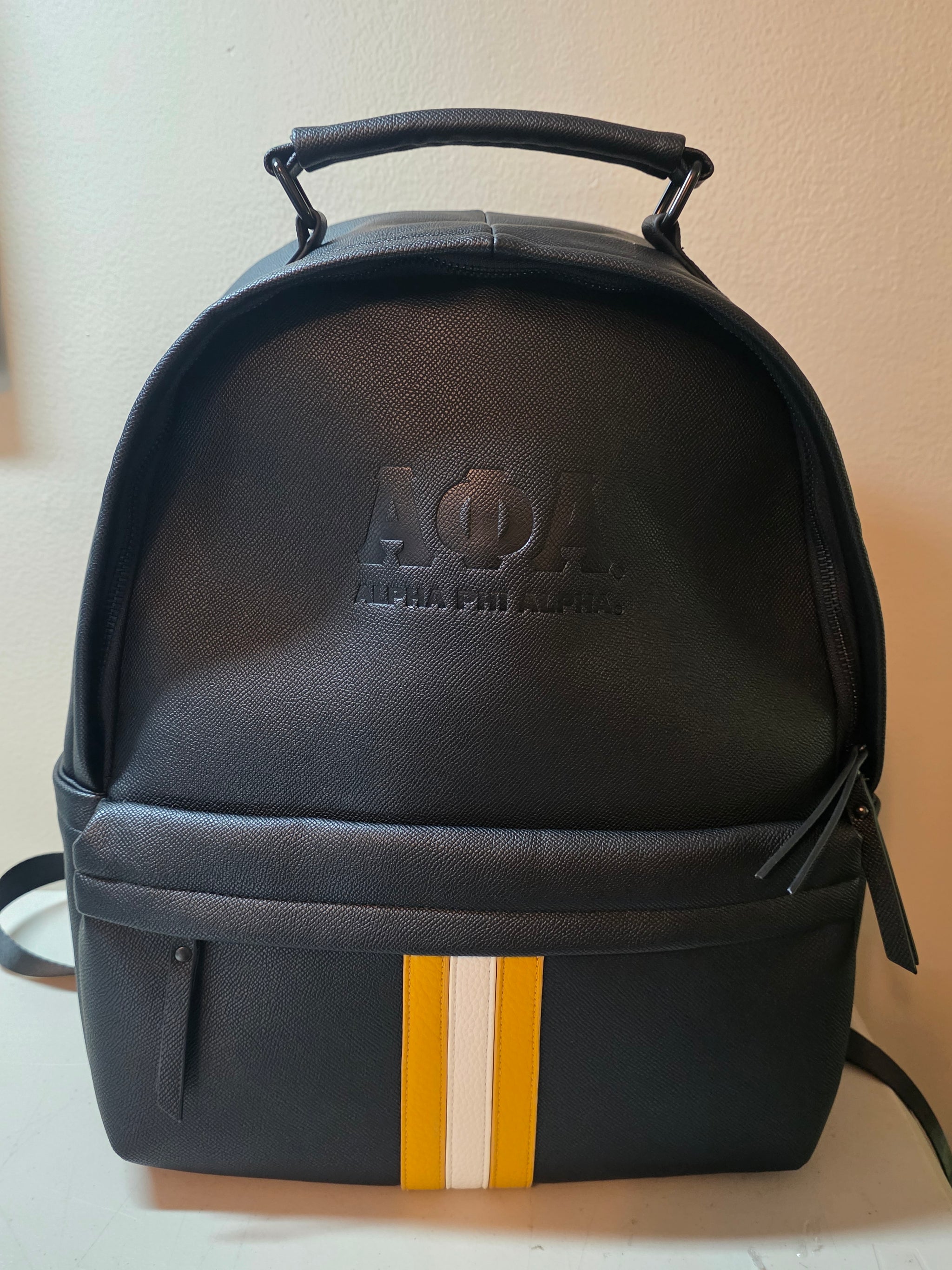 alpha leather backpack Alpha Designer Embossed Backpack