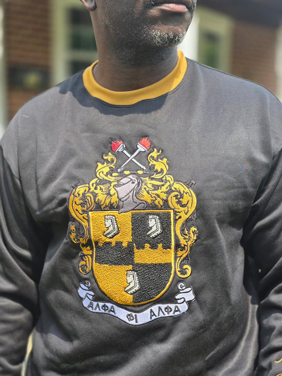 Alpha Chenille Crest Sweatshirt with Script