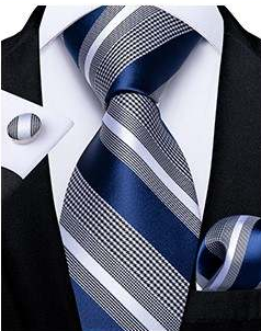 Royal Blue & White Striped Necktie Set