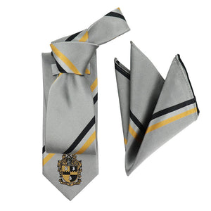 Grey Alpha Necktie & Pocket Square Set