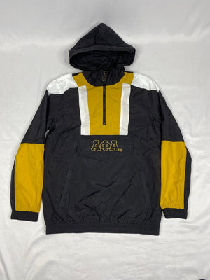 Black Tri-color Hooded Windbreaker