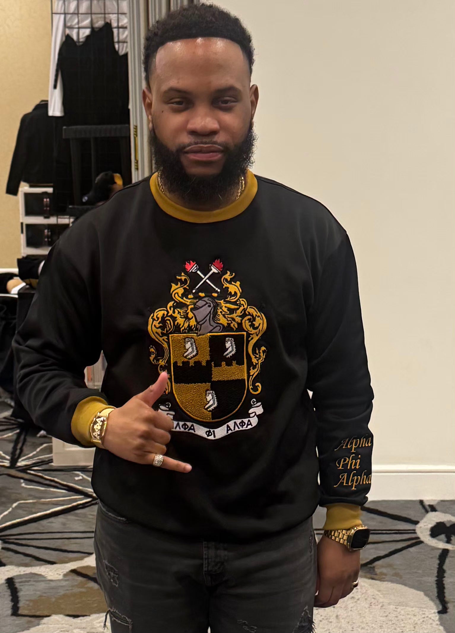 Alpha Chenille Crest Sweatshirt with Script