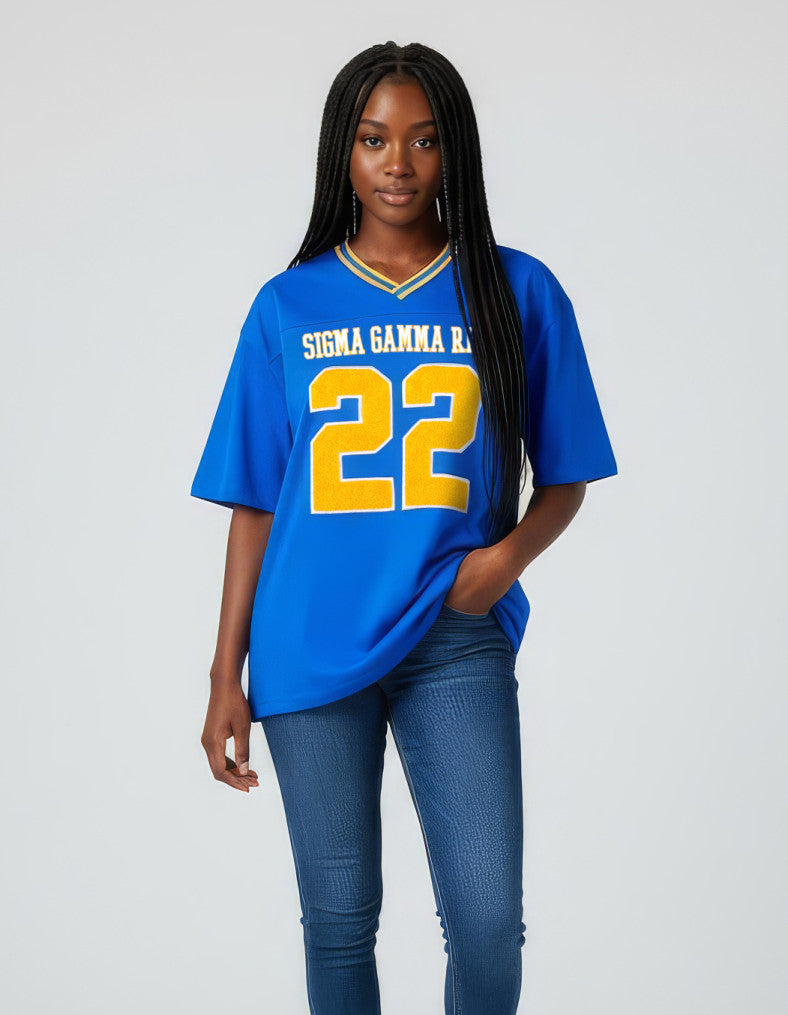 S G RHO OVERSIZED CHENILLE FOOTBALL JERSEY