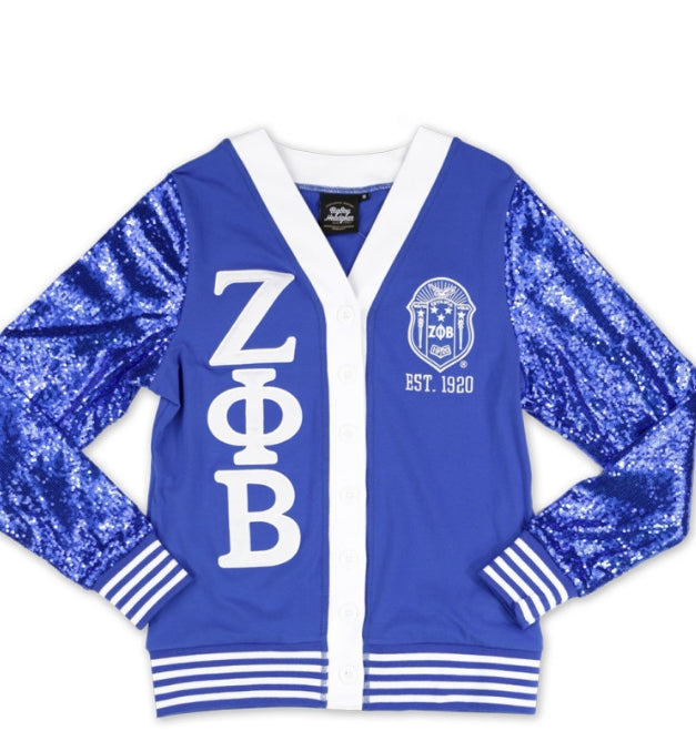 Zeta Cardigan with Sequin Sleeves