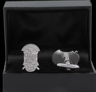 Sandblasted Sigma Cufflinks and Lapel Pin Set