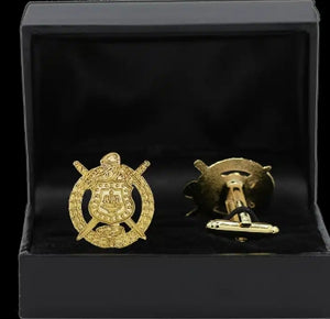 Sandblasted Omrga Crest Cuff links & Lapel Pin