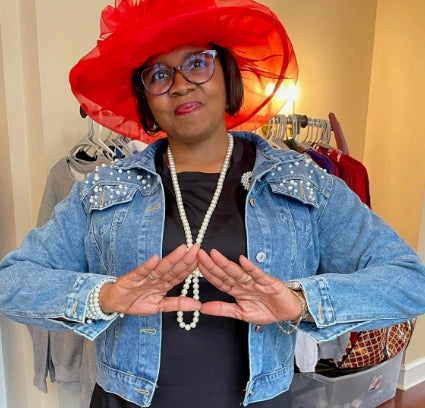 Delta Pearl Denim Jacket with Chenille Patch - Greek CertiPHIed