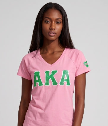AKA Sequin V Neck Tee