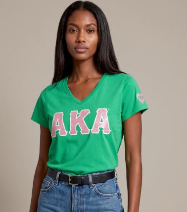 AKA Sequin V Neck Tee
