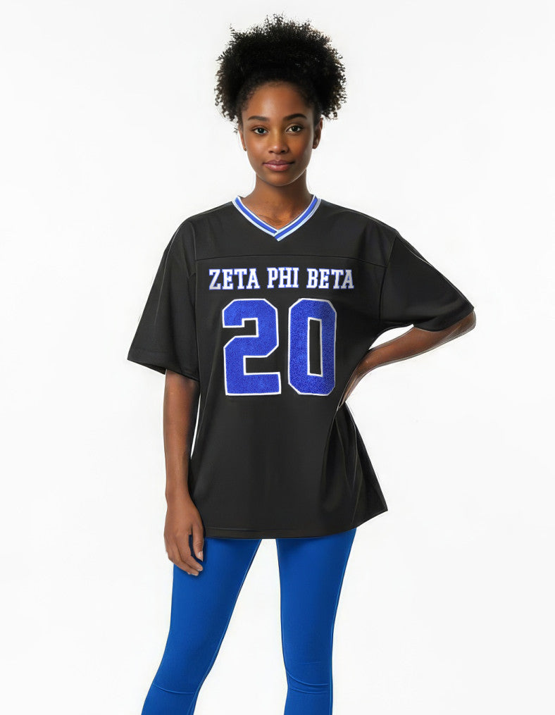 ZETA OVERSIZED CHENILLE FOOTBALL JERSEY