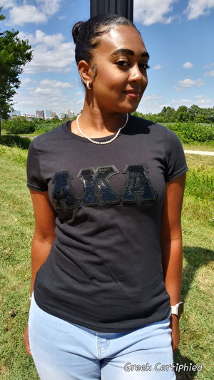 Black AKA sequin Tee