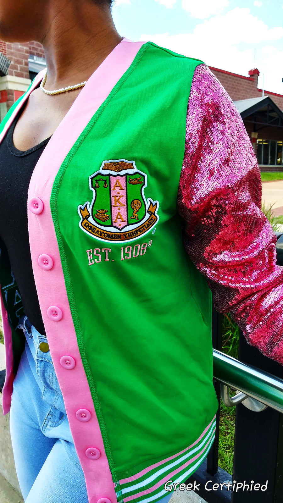 AKA CARDIGAN WITH SEQUIN SLEEVES