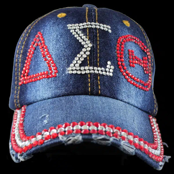 Delta Rhinestone Denim Hat - Greek CertiPHIed Apparel