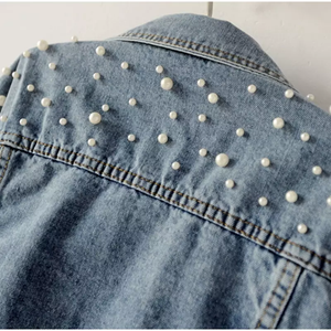 Pearl Beaded Denim Jacket