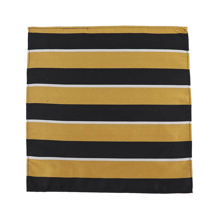 Black & Gold Striped Crest Necktie Set