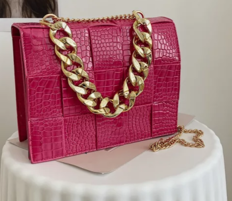 Pink & Green Cross Body Snakeskin Clutch - Greek CertiPHIed Apparel