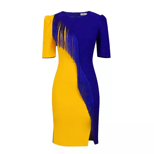 Centennial S G Rho Royal Blue & Gold Tassel Dress