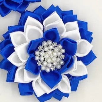 Large Blue & White Flower Brooch