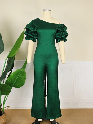 Puffy Sleeve/ High Waist Jumpsuits