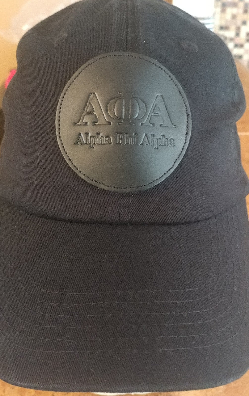 Black on Black Alpha Leather Patch Daddy Hat