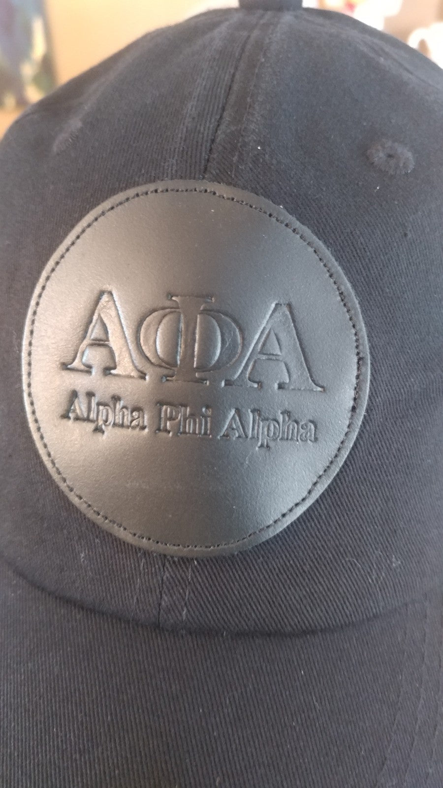 Black on Black Alpha Leather Patch Daddy Hat