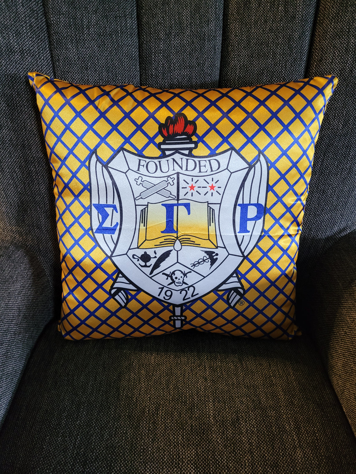 S G Rho Satin Checkered Pillow