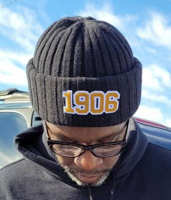 帽子 GOOD GRIEF! PATCHED KNIT BEANIE 1906 Chenille Knitted Beanie Hat - Greek CertiPHIed Apparel