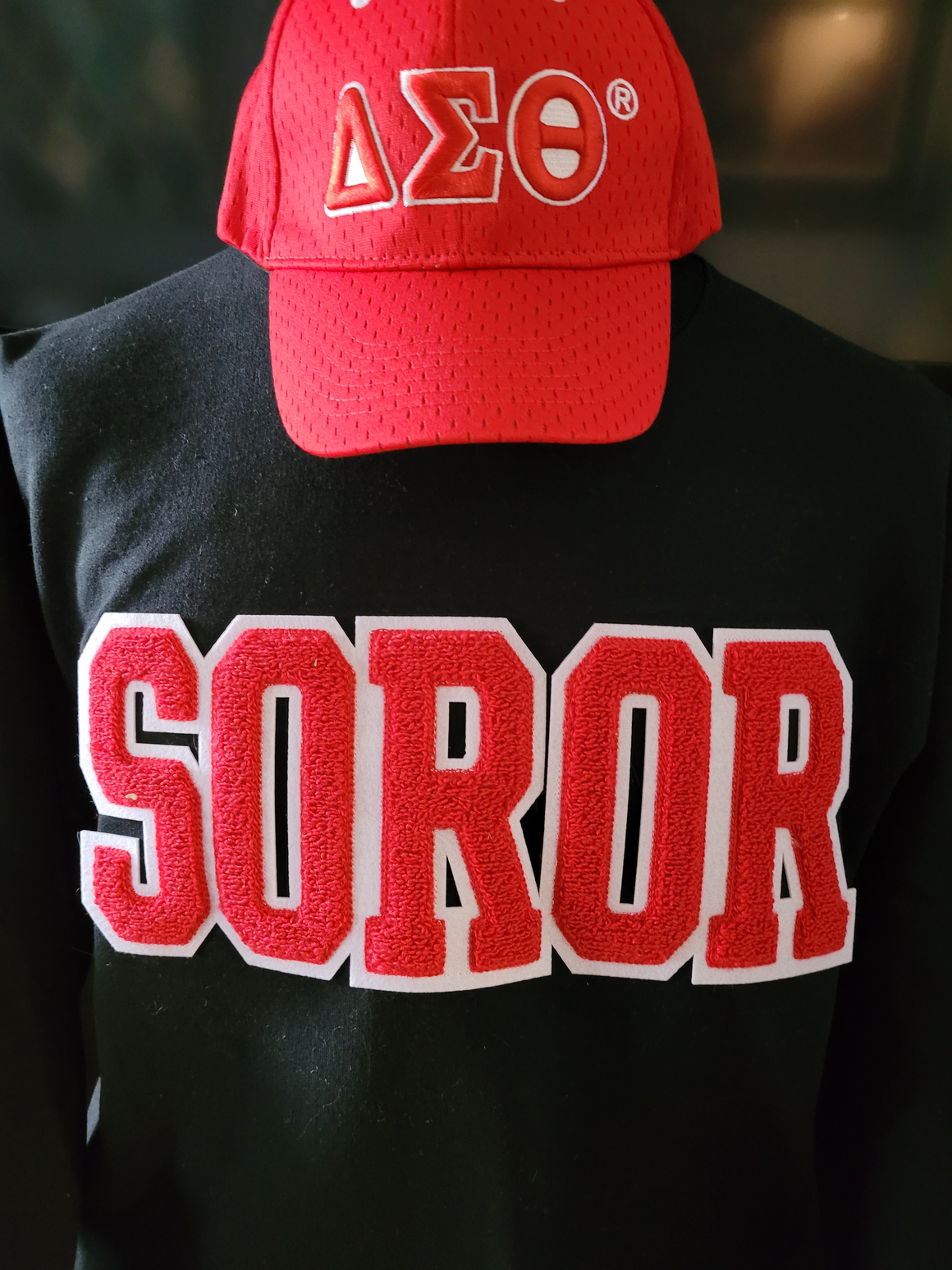 SOROR Chenille Sweatshirt (Red & White)