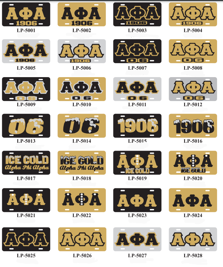 ALPHA PHI ALPHA LICENSE PLATES