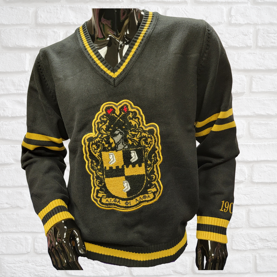 BLACK CREST CHENILLE VARSITY SWEATER