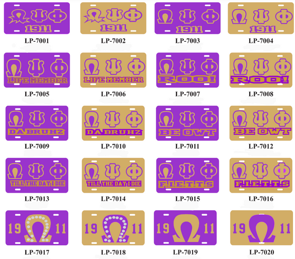 Omega License Plates - Greek CertiPHIed Apparel