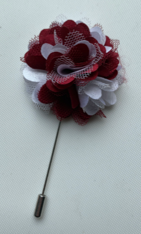 Crimson & Cream Floral Lapel Pin