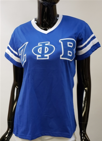 Zeta Embroidered V Neck Tee