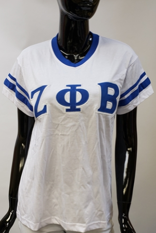 Zeta Embroidered V Neck Tee