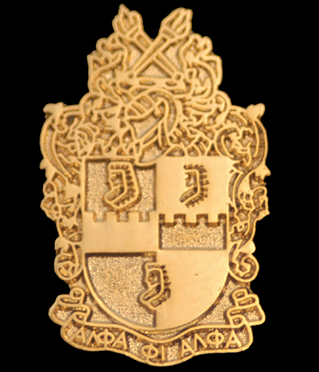 Sandblasted Alpha Crest Cuff links & Lapel Pin