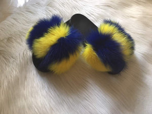 Blue & Yellow Fox Slippers