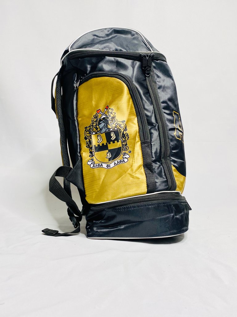 Black & Gold Satin Alpha Backpack